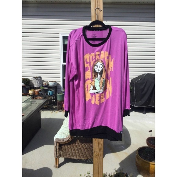 Disney Other - Disney Nightmare Before Christmas 2X NEW womens sleep shirt black fuchsia socks